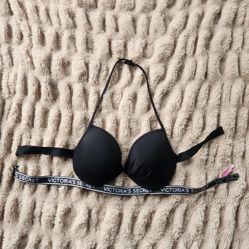 Victorias Secret Swim The FABULOUS Push Up Logo Black Bikini 36D